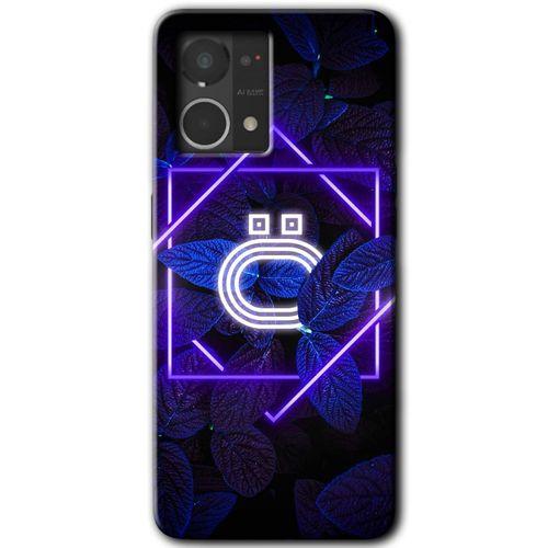 Oppo Reno 7 4G Kılıf HD Desen Baskılı Arka Kapak - Dark Neon Yaprak Ö Harfi + Kırılmaz Cam
