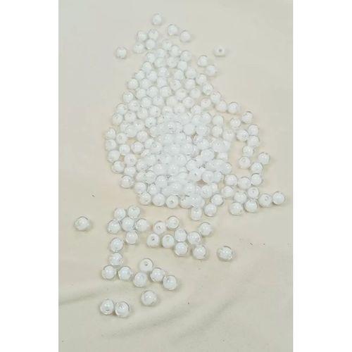 Yuvarlak Boncuk İçten Boncuklu Bileklik Çanta Boncuğu 8 mm 50 gr Beyaz - BNC470