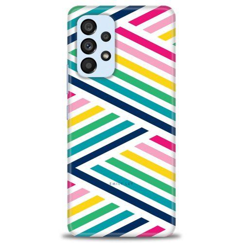 Samsung Galaxy A73 5G Kılıf HD Baskılı Kılıf - Renkli Çubuklar + Tam Ekran Koruyucu