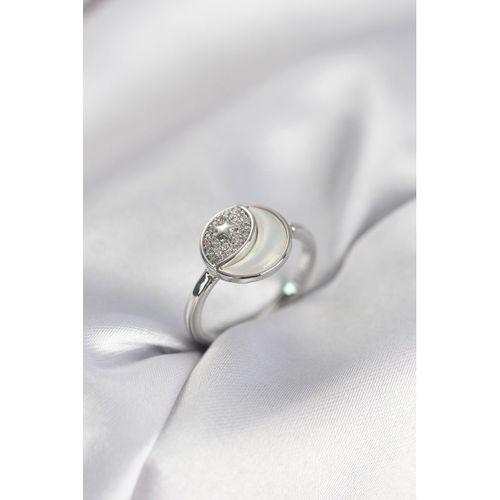 Ay Yıldız Model Gümüş Renk Zirkon Taşlı Kadın Yüzük