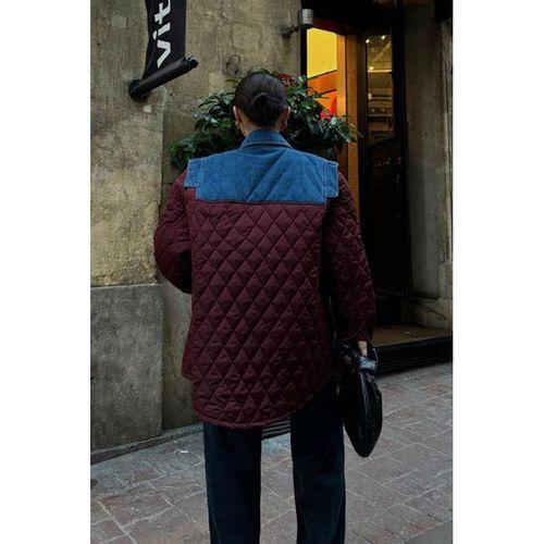 Denim Garnili Kapitone Ceket 7071