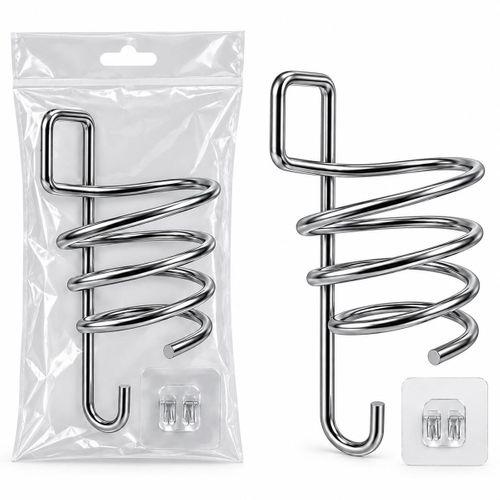 Krom Metal Fön Makinesi Askısı Yapışkanlı