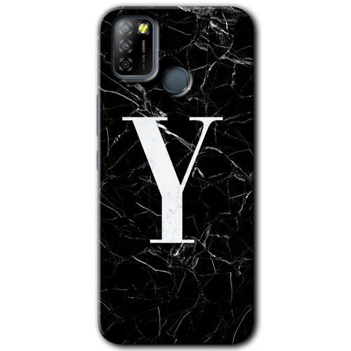 İnfinix Smart 5 Kılıf HD Desen Baskılı Arka Kapak - Siyah Mermer Desenli Y Harfi