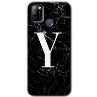 İnfinix Smart 5 Kılıf HD Desen Baskılı Arka Kapak - Siyah Mermer Desenli Y Harfi
