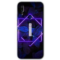 Redmi Note 7 Kılıf HD Desen Baskılı Arka Kapak - Dark Neon Yaprak İ Harfi + Kırılmaz Cam