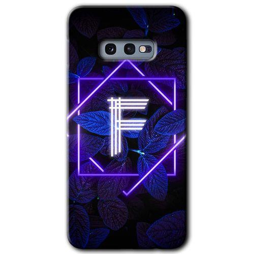 Galaxy S10e Kılıf HD Desen Baskılı Arka Kapak - Dark Neon Yaprak F Harfi