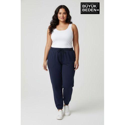 Kadın Büyük Beden Paça Lastikli İki İplik Rahat Kalıp ince Eşofman Altı SPR26BEAK951