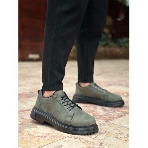 BA0245 Haki Akıllı Lastik Bağcık Yüksek Taban Günlük Erkek Ayakkabı