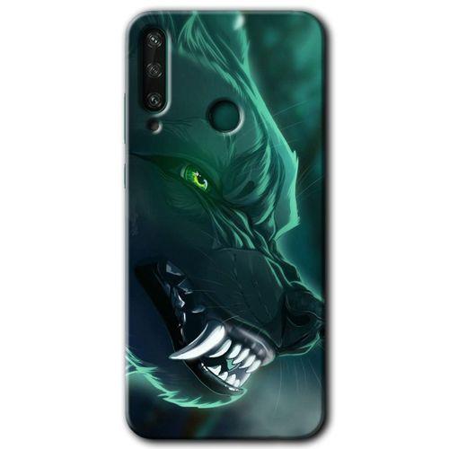 Huawei Y6P Kılıf HD Desen Baskılı Arka Kapak - Yeşil Kurt