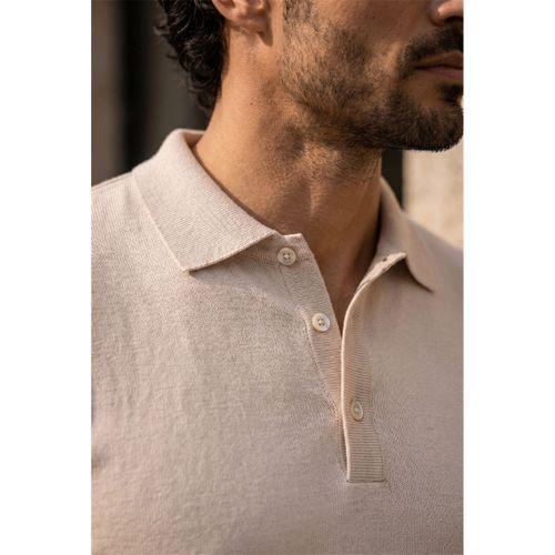 Newman Regular Fit Düğmeli Polo Yaka Viskon Triko Erkek T-Shirt - Kum Beji