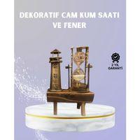 Ahşap Kum Saati Ve Deniz Feneri Figürü Bir Arada – Ev & Ofis Dekorasyonu