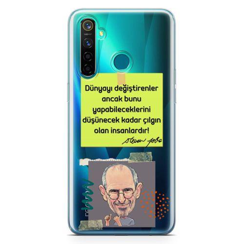 Realme 5 Pro Kılıf Caps Steve Jobs Arka Kapak Koruma Desenli Full Koruyucu
