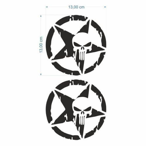 SEVGENT Skm Army Yıldız Kuru Kafa 13 X 13 Cm Siyah Sticker 2 Li