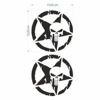 SEVGENT Skm Army Yıldız Kuru Kafa 13 X 13 Cm Siyah Sticker 2 Li