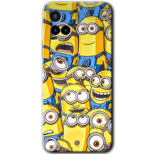 MRCİLETİSİM Vivo Y21s Kılıf HD Desen Baskılı Arka Kapak+Temperli Cam - Minion Ordusu