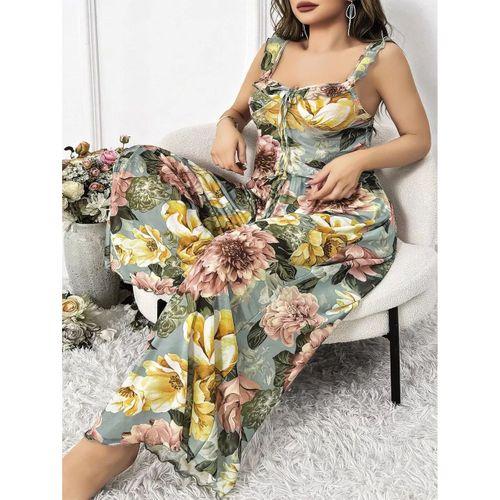 Özel Tasarım Büyük Beden Çiçek Desenli 2'li Pijama Takımı