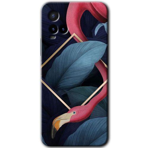 Vivo Y21s HD Baskılı Kılıf + 9D Tam Ekran Koruyucu - Flamingo Yaprak