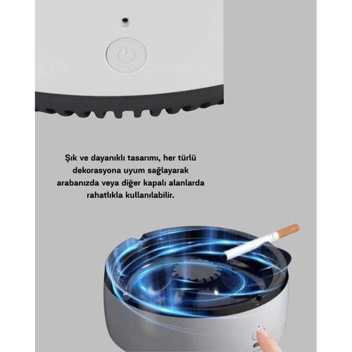 Sigara Dumanı Ve Koku Giderici Hava Temizleyici Küllük – 2 Katmanlı Filtreli, Usb Şarjlı