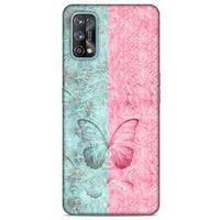 Oppo Realme 7 Pro Kılıf Kelebek Etkisi (30) Silicone Case Turkuaz Pembe