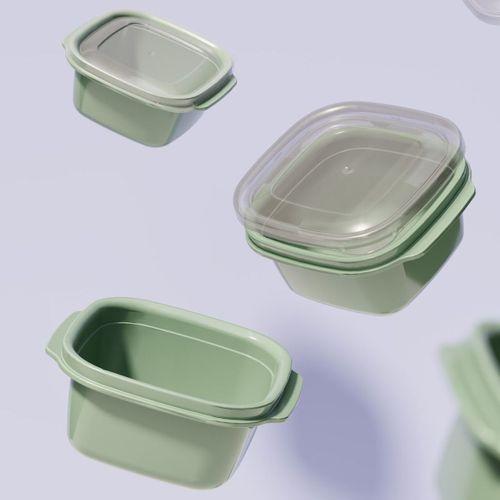 Kare Plastik 3'lü Saklama Kabı Şeffaf Kapaklı