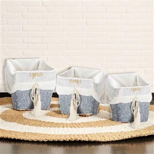 Çok Amaçlı Saklama Organizer Kutu Kare Keçe Sepet (3 Boy)