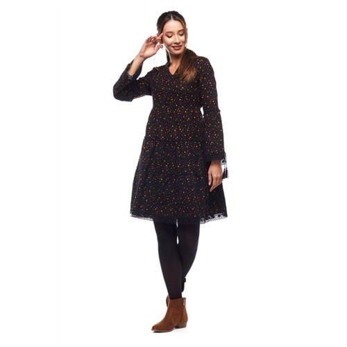 Pazen Siyah Çıtır Desen Kısa Elbise