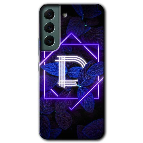 Potkal Hediye Fabrikası Samsung Galaxy S22 HD Baskılı Kılıf + 9D Tam Ekran Koruyucu - Dark Neon Yaprak D Harfi