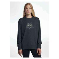 Black Cat For 2 Baskılı Füme Antrasit Kadın Sweatshirt