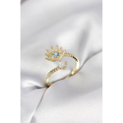 Gold Renk Göz Model Zirkon Taşlı Kadın Yüzük