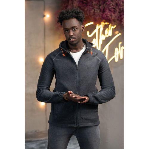 Slimfit Kapşonlu Yan Cepli Fermuarlı Spor Polar Hırka