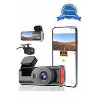 4k Wifi Çift Kameralı Araç Kamerası Gece Görüşlü G-sensörlü Dash Cam 170 Derece