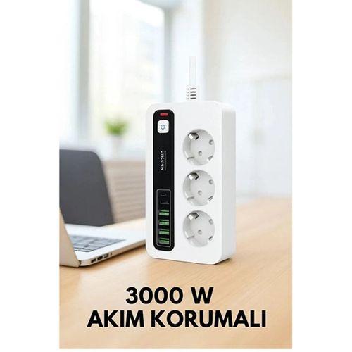P10 3x Priz 3000w Akım Korumalı 4x Usb 2x Type-c Girişli Çoklu Priz