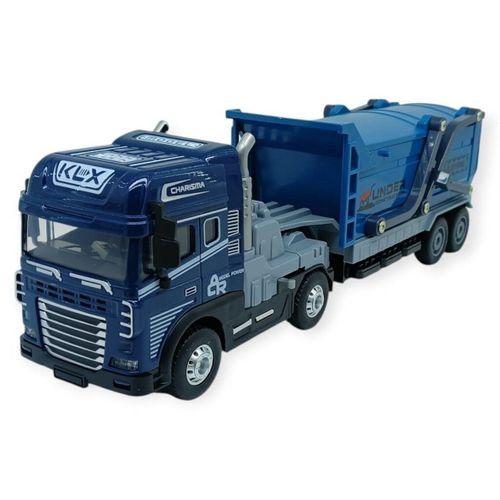 Metal Tır 1:24 - Sesli Işıklı Taşıyıcı Dorseli Tır 30 cm - Lacivert