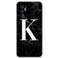 OPPO Oppo Reno 6 Kılıf HD Desen Baskılı Arka Kapak - Siyah Mermer Desenli K Harfi