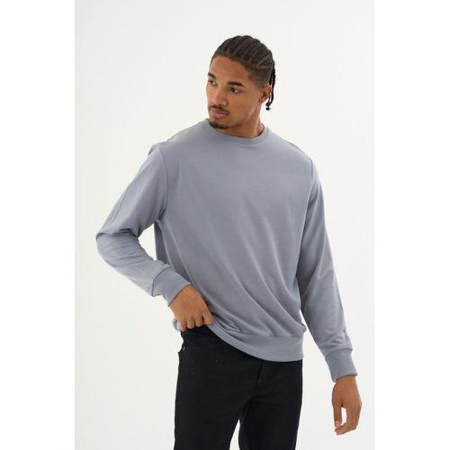 Süperlife Erkek Gri Bisiklet Yaka Ribanalı Regular Fit Sweatshirt spr26swk930