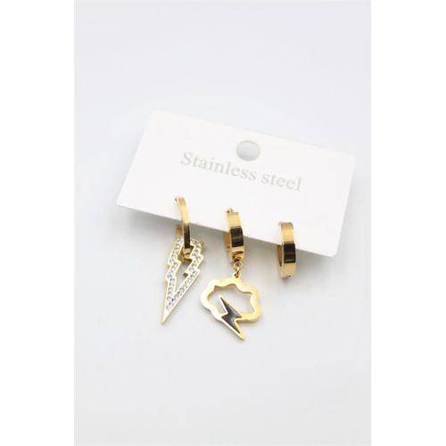 3'lü Bulut Küpe - Altın