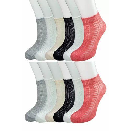 12 Adet Örgü İşlemeli Kadın Fantezi Bilek Çorap