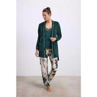 Kadife Sabahlık, Dantelli Atlet Ve Desenli Pantolon Pijama Takımı