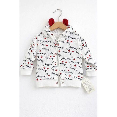 Kalp Desenli Kulaklı 3 Lü Kız Bebek Takımı