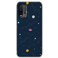 Redmi 9T Kılıf HD Desen Baskılı Arka Kapak - Çizim Gezegen + Kırılmaz Cam