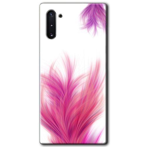 Galaxy Note 10 Kılıf HD Desen Baskılı Arka Kapak - Pembe Tüy + Kırılmaz Cam