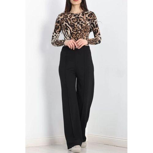 pilelistore Zra Krep Çımalı Palazzo Pantolon Siyah