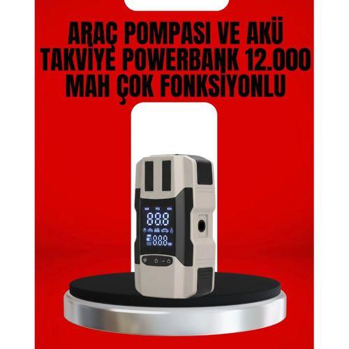 Dijital Ekranlı Araç Pompası Akü Takviye Powerbank 12.000 Mah