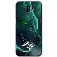 MRCİLETİSİM MRCİLETİSİM Samsung Galaxy J8 Kılıf HD Desen Baskılı Arka Kapak + Temperli Cam - Yeşil Kurt