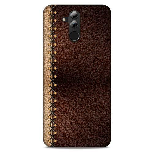 Huawei Mate 20 Lite Kılıf Patchwork (21) Koruyucu Kapak Kahve Gold