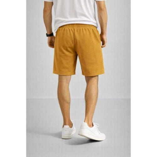 Erkek Otoban Dokuma Şort Beli Lastikli Bağcıklı, Cepli, Rahat Kesim Günlük Yazlık Şort - Hardal