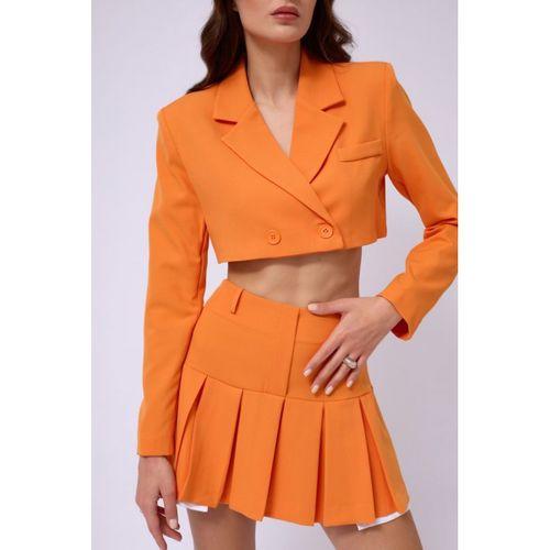 Pileli Etek Crop Ceket Takım