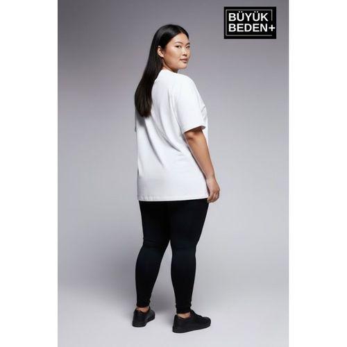 Kadın Büyük Beden El Yazılı Brooklyn Baskılı 3xl-6xl Bisiklet Yaka Tshırt SPR25BTSK510-6