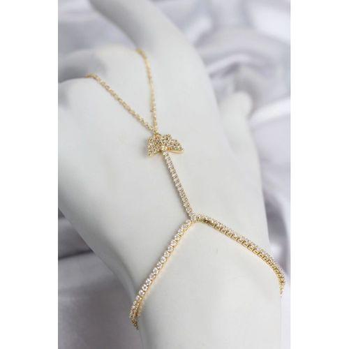 Gold Renk Pirinç Zirkon Taşlı Kelebek Model Şahmeran