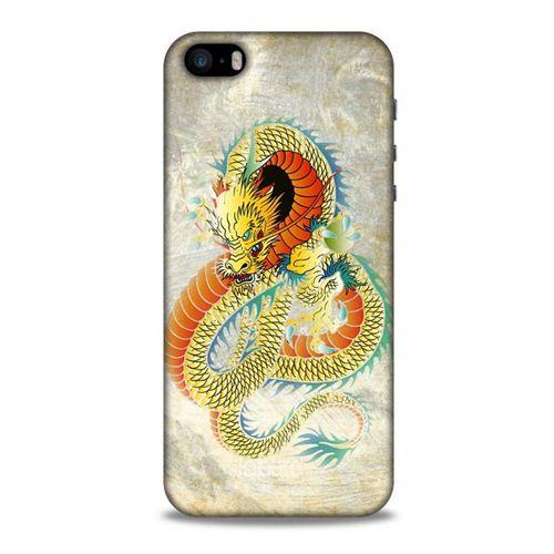 Apple Iphone 5 Kılıf Dragons (21) Koruyucu Kapak Ejderha Dövme Sarı